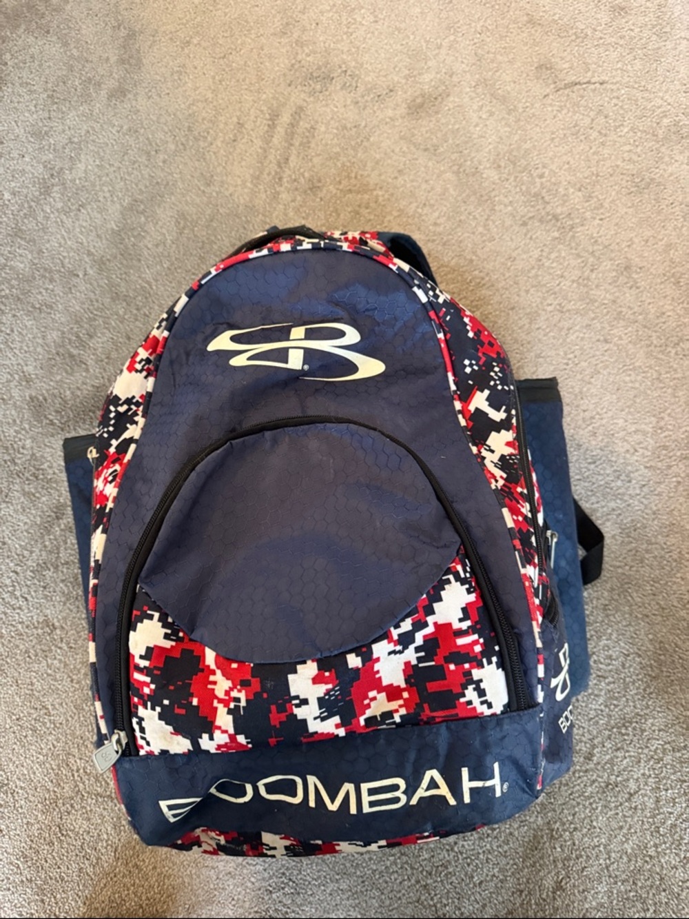 Boombah Men's Navy Backpack with Red Camo Accents